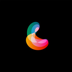 Wavy abstract vector logo. Smooth gradients and colorful cosmic and high technology oval shapes.