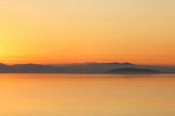 View of Mountain in Distance Golden Hour Sunset