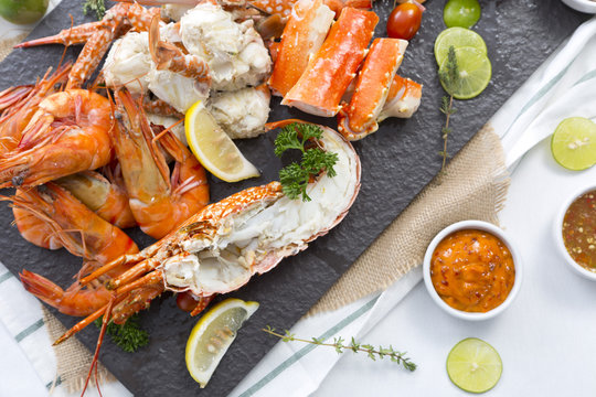 Fresh cooked seafood on a platter