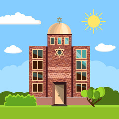 Jewish synagogue icon. Vector illustration - obrazy, fototapety, plakaty