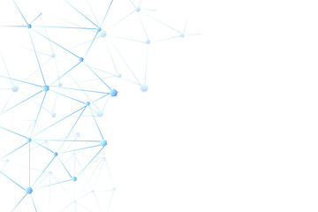 Blue Connect dot background. Polygonal with connecting dots and lines. Molecule and communication with connected dots and lines.  Graphic background for your design and text. Vector Illustration