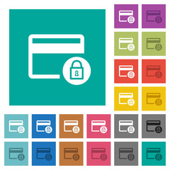 Lock credit card transactions square flat multi colored icons