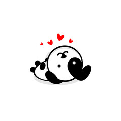 Cute Dog In love and rest vector illustration, Baby Puppy logo, new design art, Pet Black color sign, simple image, picture with animal played.