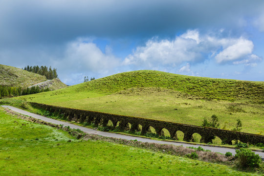 Old aqueduct at Blue Lake, Azores