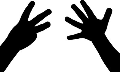Hand silhouette isolated on white background