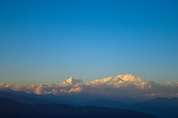 Fototapeta na wymiar Sunrise view from Tumling, Nepal