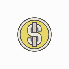 Colorful dollar coin icon