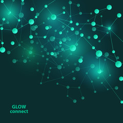 Connect green lines. Abstract technology glowing line and dots