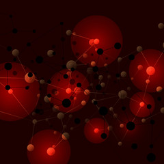 Abstract technology network concept on red background