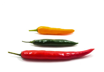 Colorful fresh  chili pepper on white background