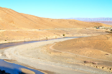 brown bush  in    valley  morocco     river