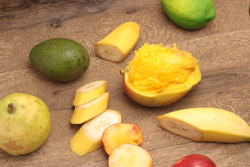 Peach banana mango fruit