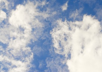 Blue sky with clouds background and textures. 