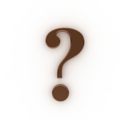 question mark 3d colored brown interrogation point punctuation mark asking sign isolated on white background in high resolution for business presentation and print
