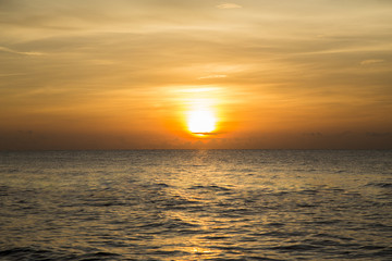 Sunset sunrise golden sky over the sea Thailand.