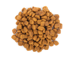 Dry pet food, isolated on white background.