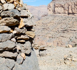 in oman  the old mountain gorge and canyon the deep cloudy  sky