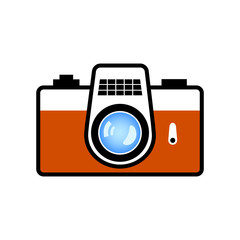 Retro camera vector icon on white background