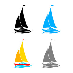  Sailboat vector icons on white background