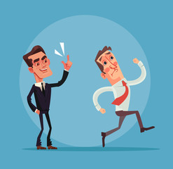 Angry boss and employer characters. Vector flat cartoon illustration