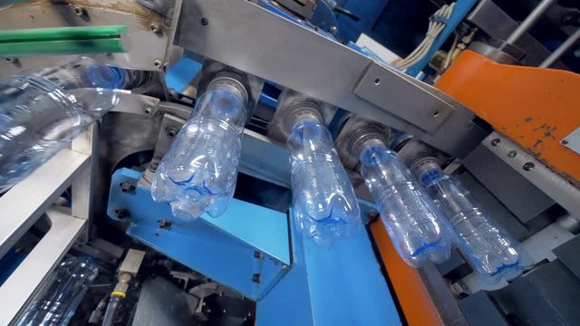Manufacturing process at bottled water plant.