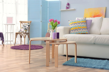 Modern interior with lilac accent