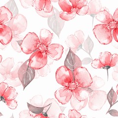 Floral seamless pattern. Watercolor background with red flowers 14