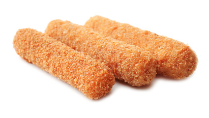 Cheese sticks on white background