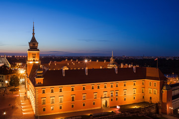 Fototapeta na wymiar Warsaw Royal Castle at Night in Poland