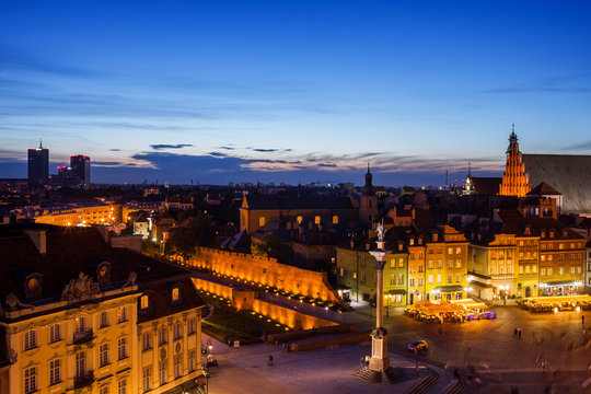 Fototapeta Warsaw Capital City of Poland Twilight Cityscape