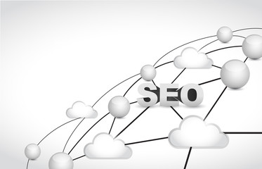 seo link network illustration over a white