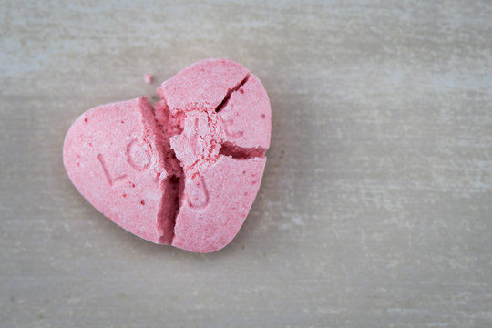 Broken Love U Candy Heart with Copy Space Right