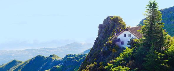 View of mountains on the route Pico Ruivo - Encumeada, Madeira Island, Portugal, Europe.