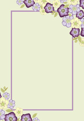 Floral frame. Rectangular frame with spring flowers. Anemone flower.