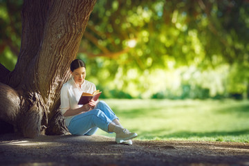 woman reading a book