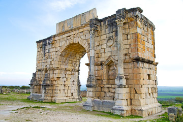 volubilis in morocco africa the old roman deteriorated monument and site