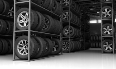 Fototapeta na wymiar Tires and rims for car