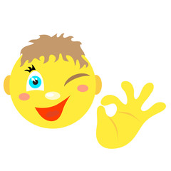 Smiley boy with a gesture ok. 
