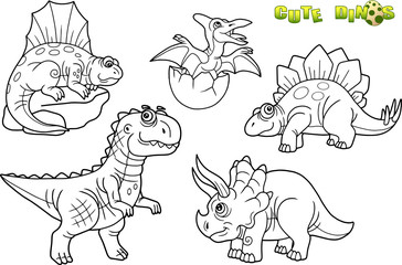 Cartoon funny dinosaurs, set of images © fargon