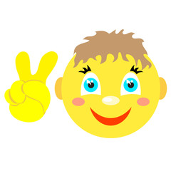 Smiley boy with Victoria gesture, V. 