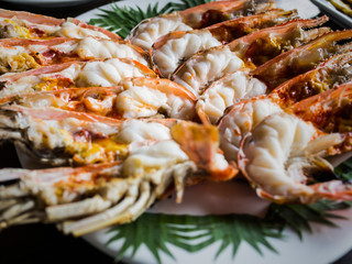 grilled shrimps, river prawns, Thai food