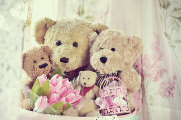 vintage style teddy bear family