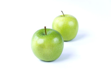 Green apple on white background
