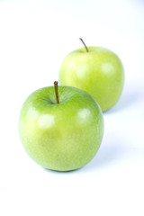 Green apple on white background