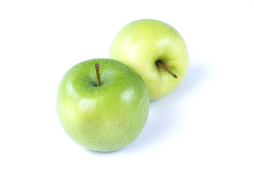 Green apple on white background