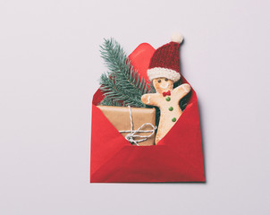 Christmas gifts in red envelope