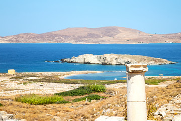 temple  in delos greece the historycal acropolis and old ruin site