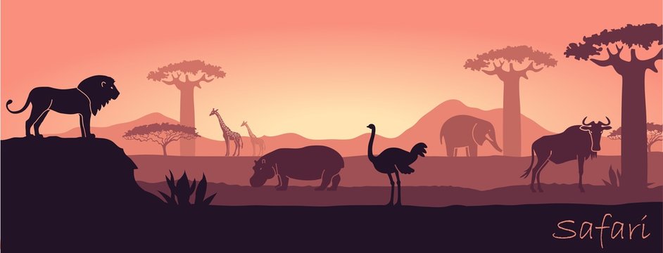 African landscape with wild animals