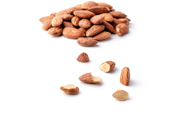 Almonds on White background