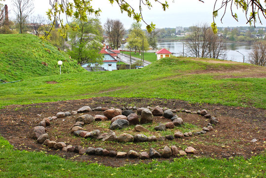 Stone labyrinth, Historical place in Polotsk, Republic of Belarus.